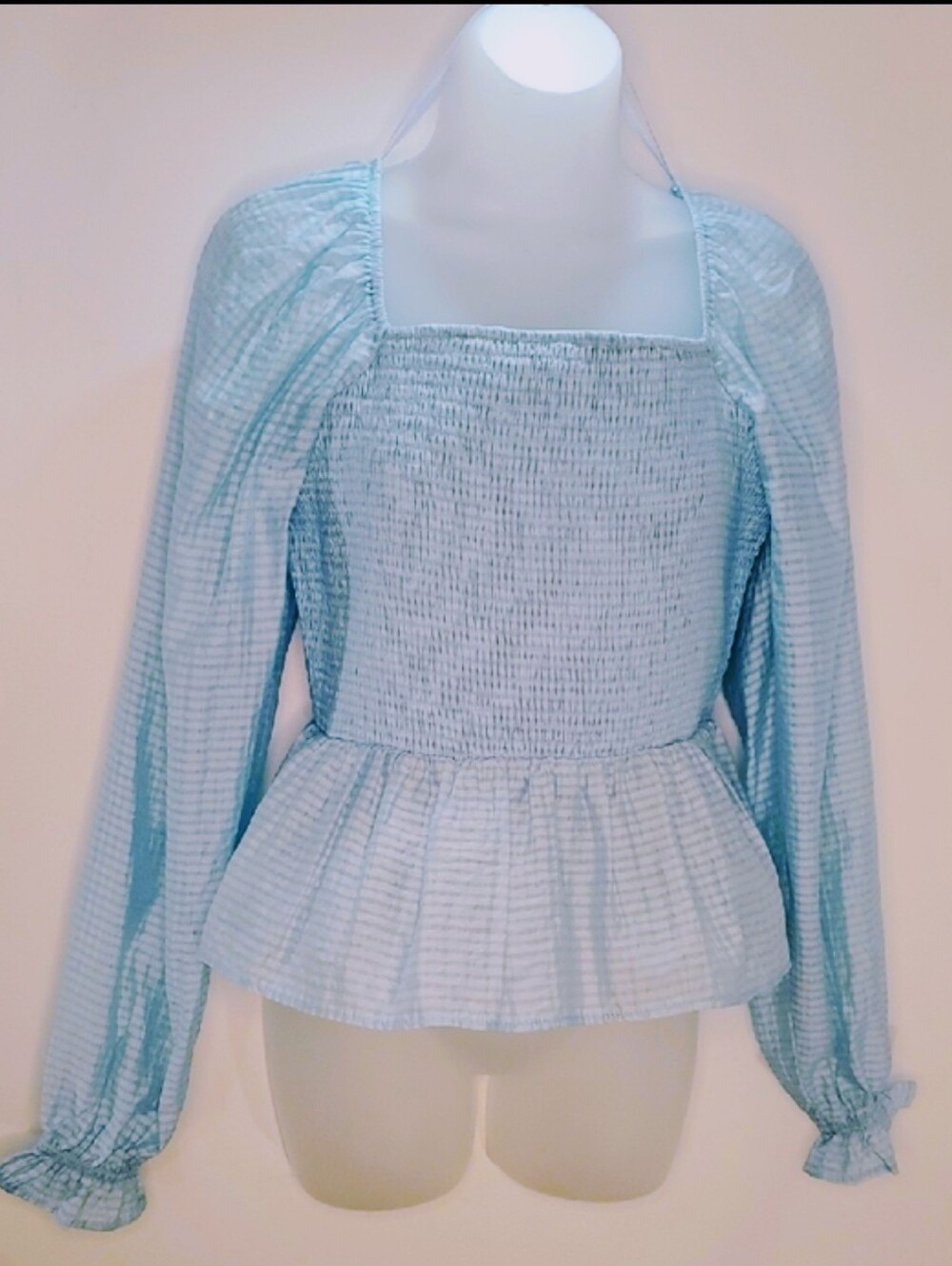 Francesca's Collections Light Blue  Peplum Blouse Size Large